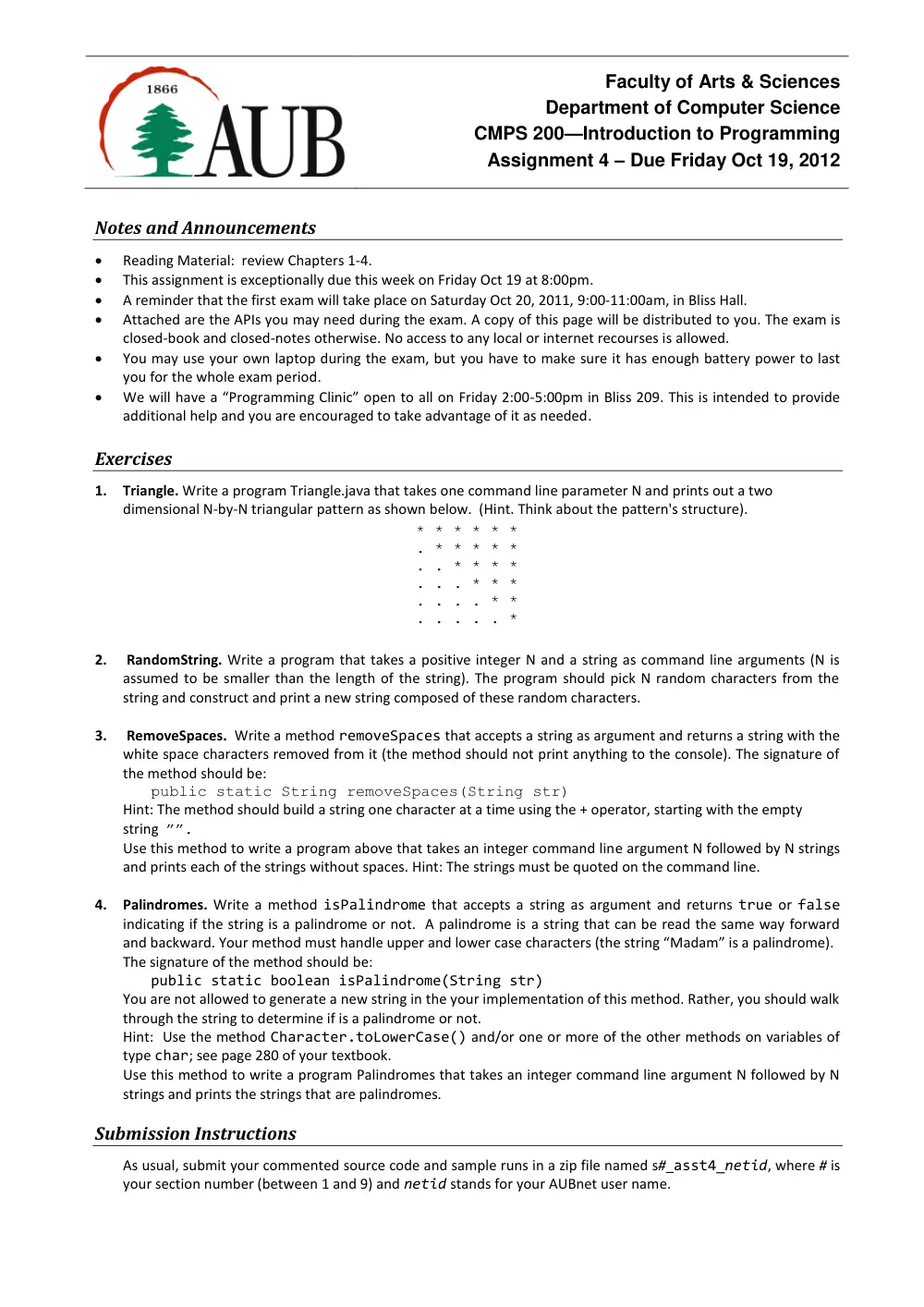 CMPS 200 Homework Assignment 4, Fall 2012, page 1