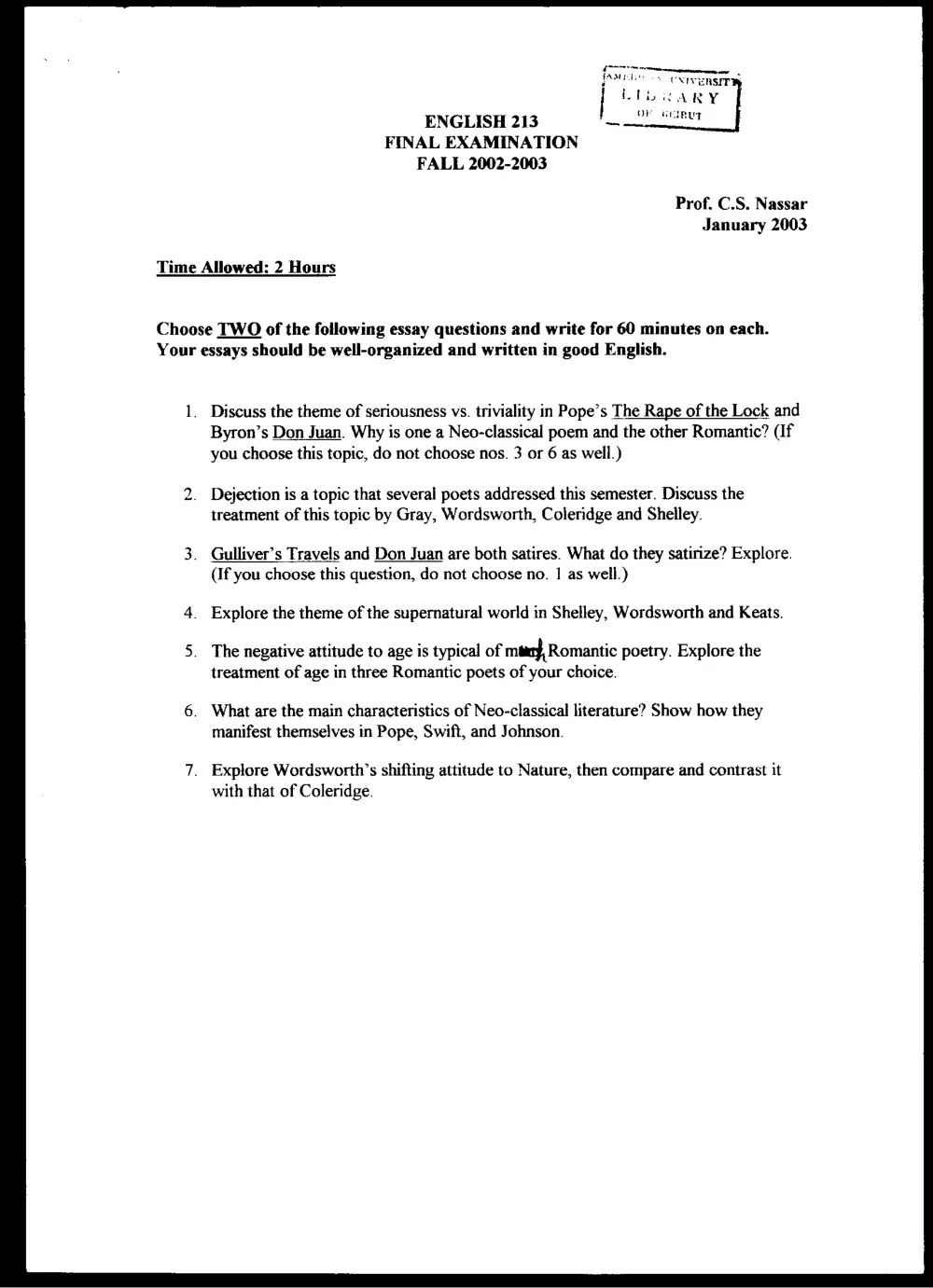 ENG 213 Final, Fall 2002, page 1