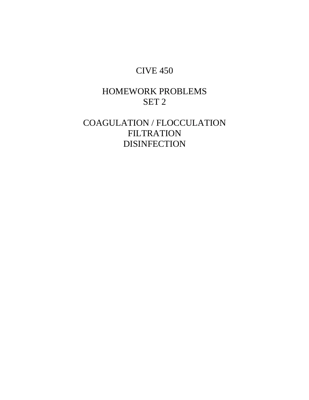 CIVE 450 Problems, Fall 2010, page 1