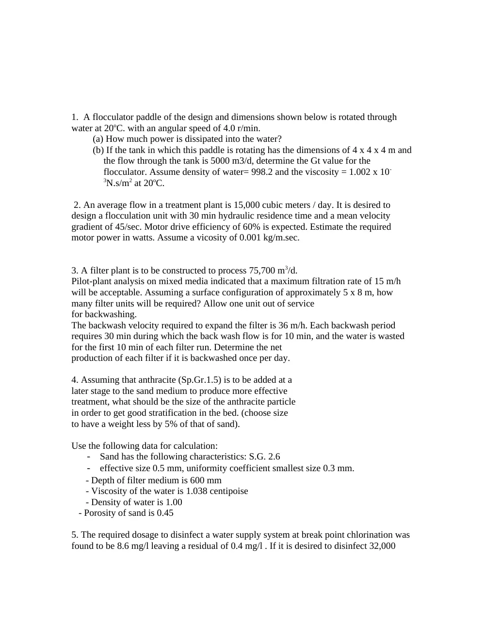 CIVE 450 Problems, Fall 2010, page 2