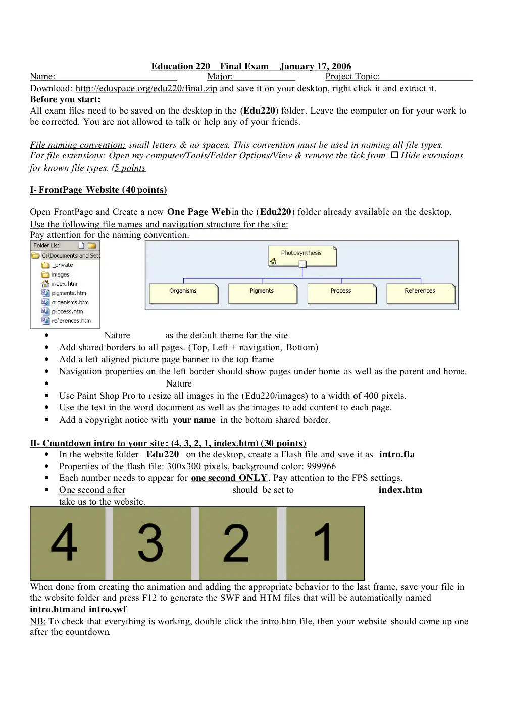 EDUC 220 Final, Fall 2005, page 1