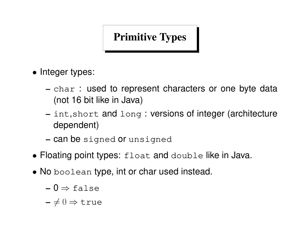 CSC 320 Tutorial Learning C for JAVA Users, Fall 2014, page 5