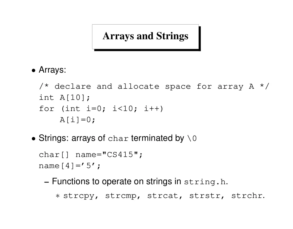 CSC 320 Tutorial Learning C for JAVA Users, Fall 2014, page 7