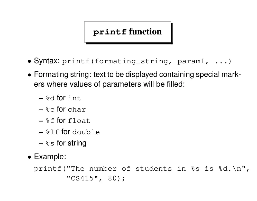 CSC 320 Tutorial Learning C for JAVA Users, Fall 2014, page 8
