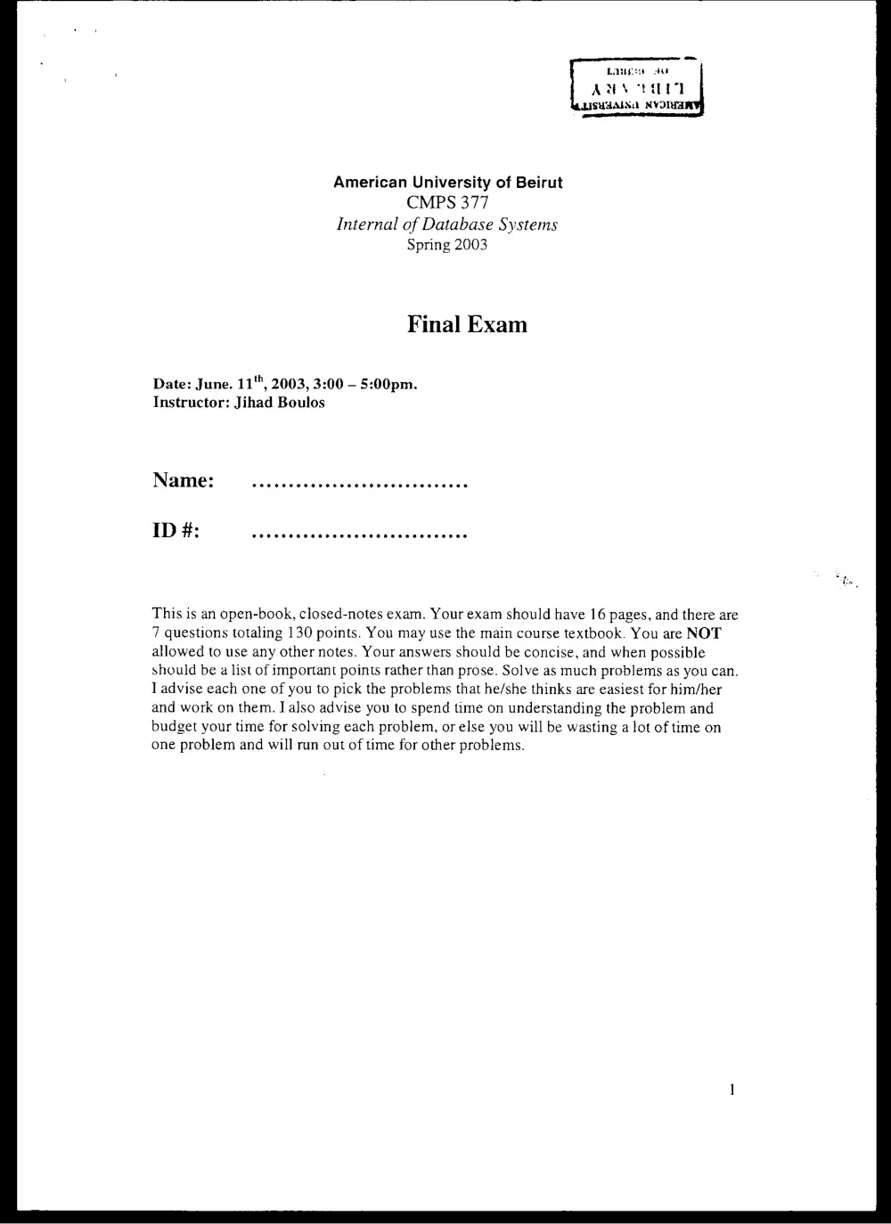 CMPS 377 Final, Spring 2003, page 1
