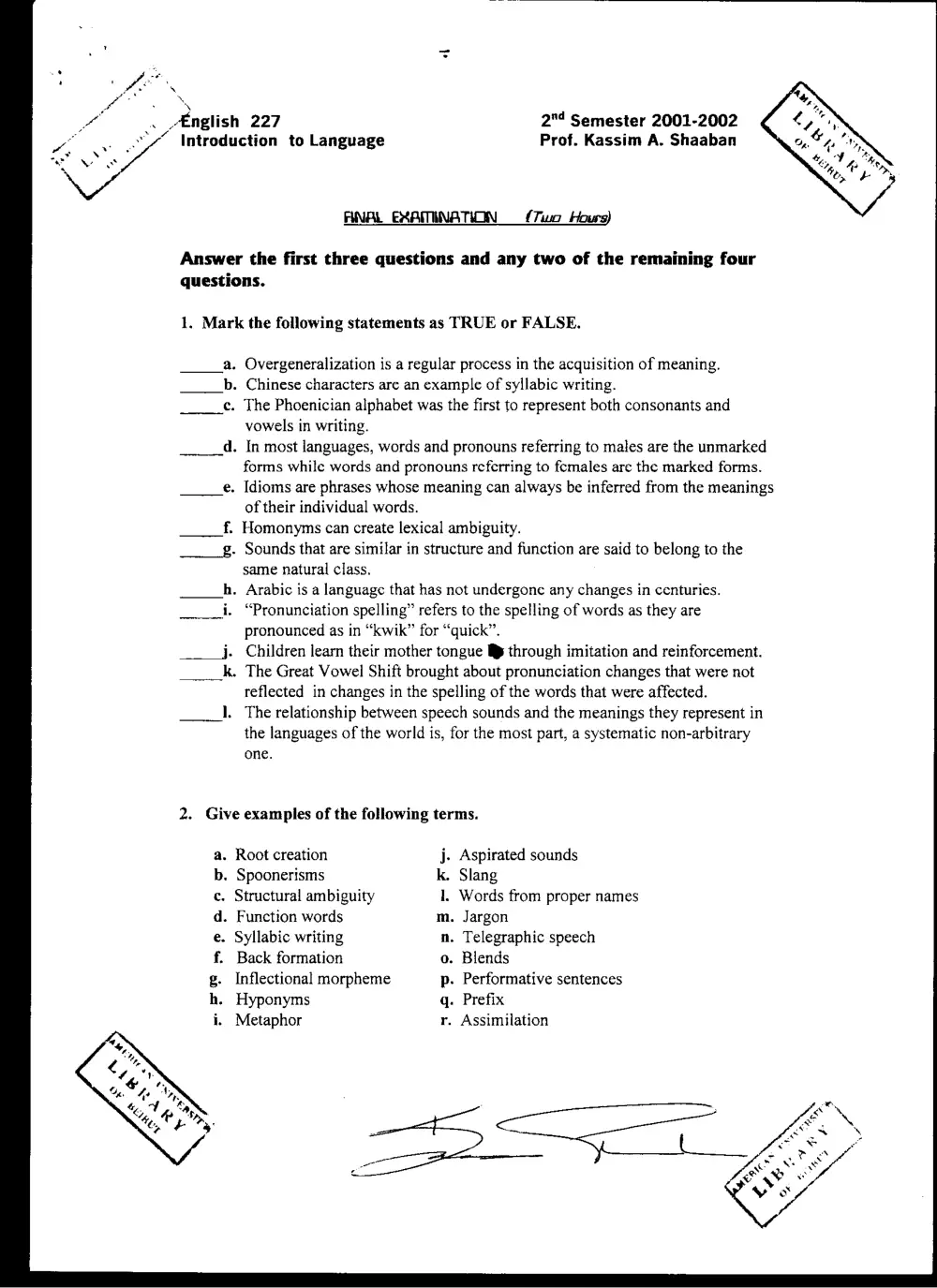 ENG 227 Final, Spring 2002, page 1