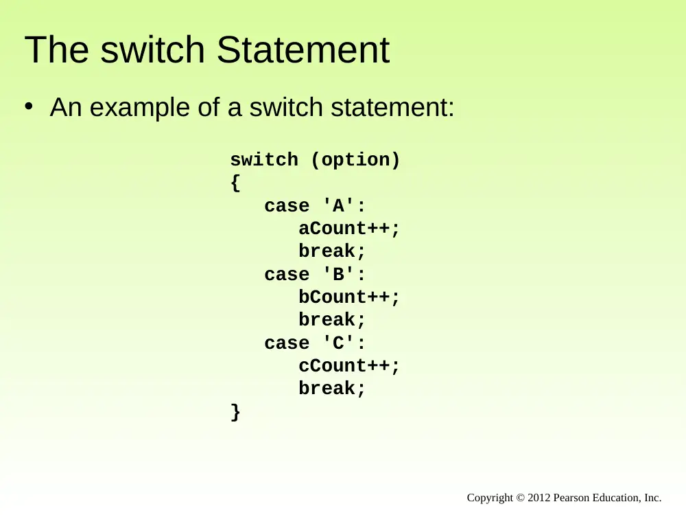 CSC 243 Chapter 6 (switch ), Fall 2014, page 7