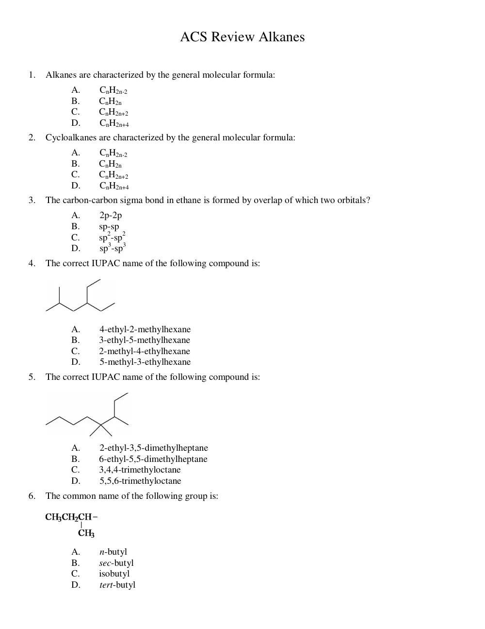 CHEM 211 Problems Ch 2 ACS Problems, Spring 2015, page 1
