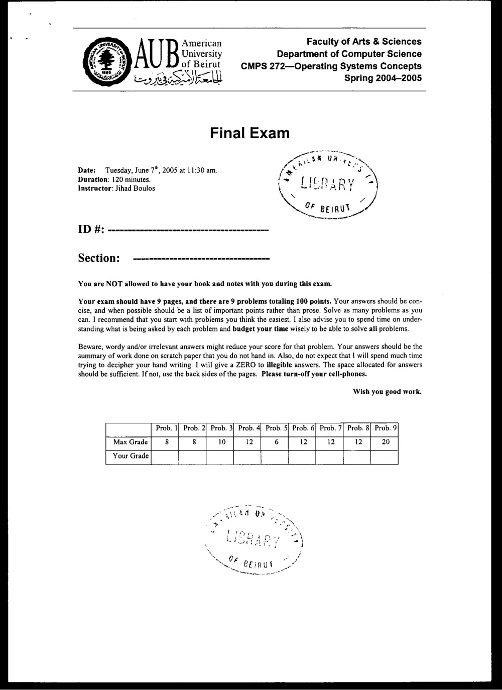 CMPS 272 Final, Spring 2005, page 1