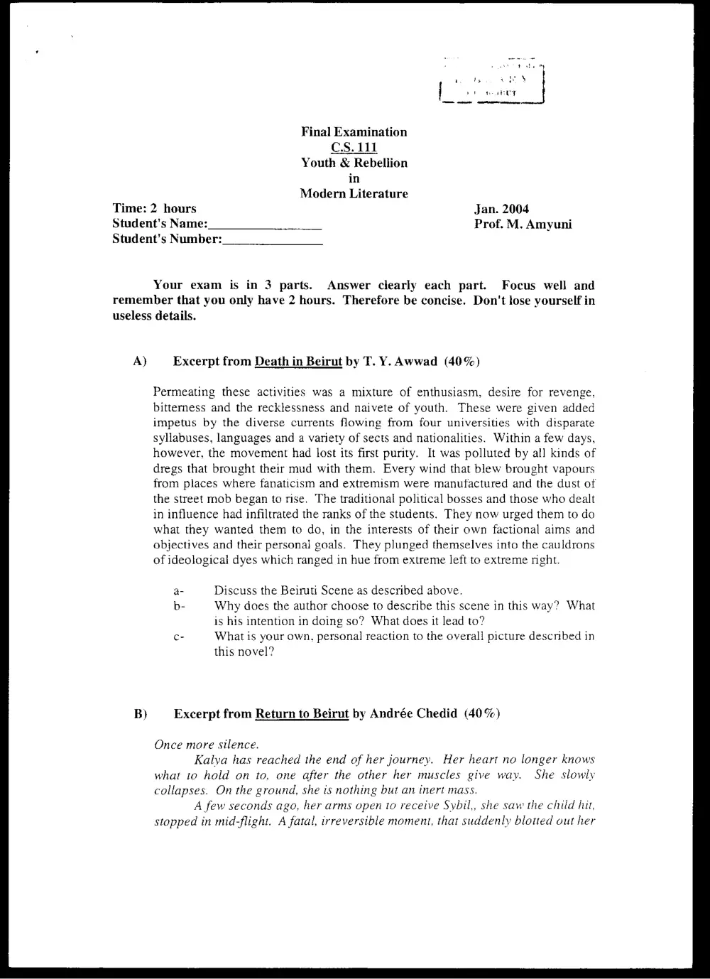 CVSP 111 Final, Fall 2003, page 1