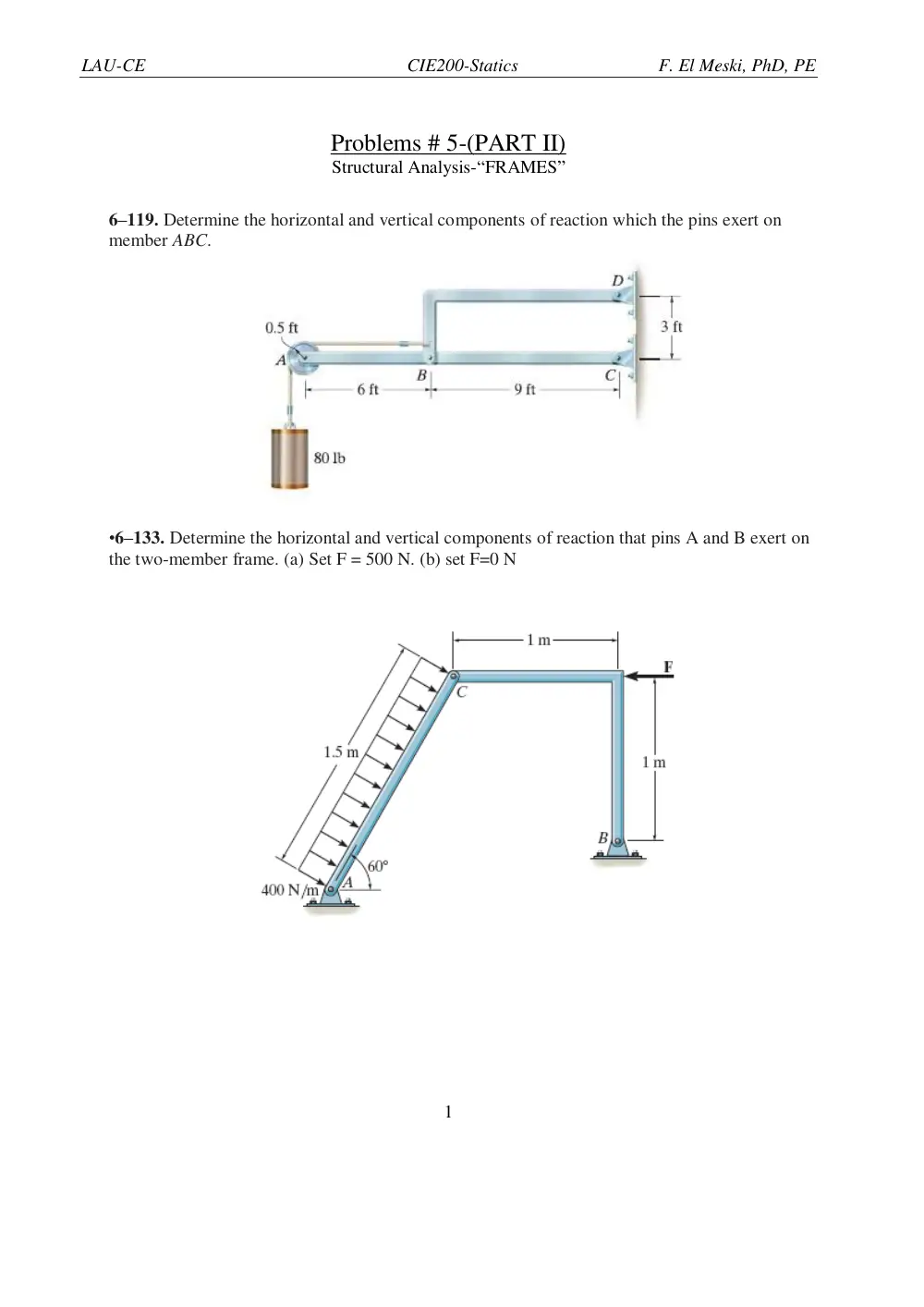 CIE 200 Homework 5 Frames, Fall 2016, page 1