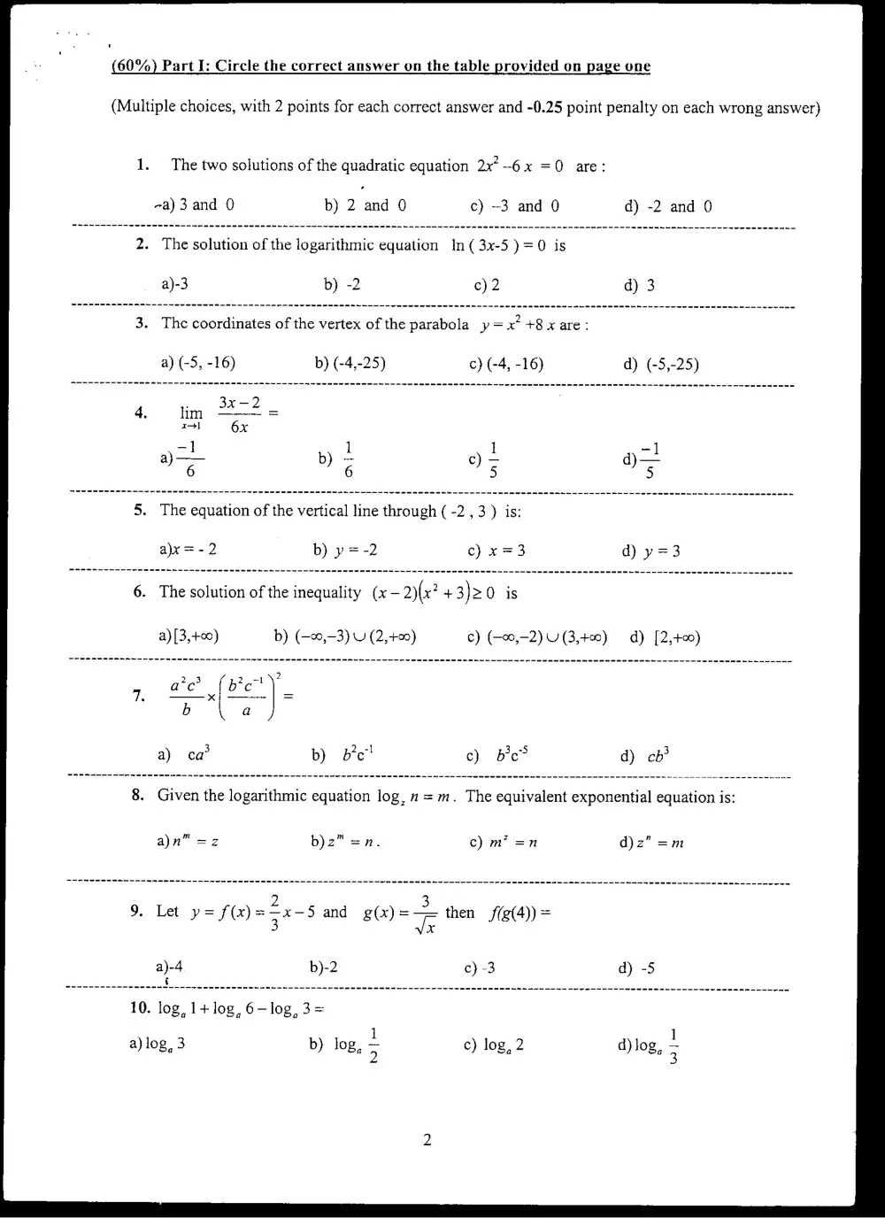 MATH 203 Final, Spring 2005, page 2
