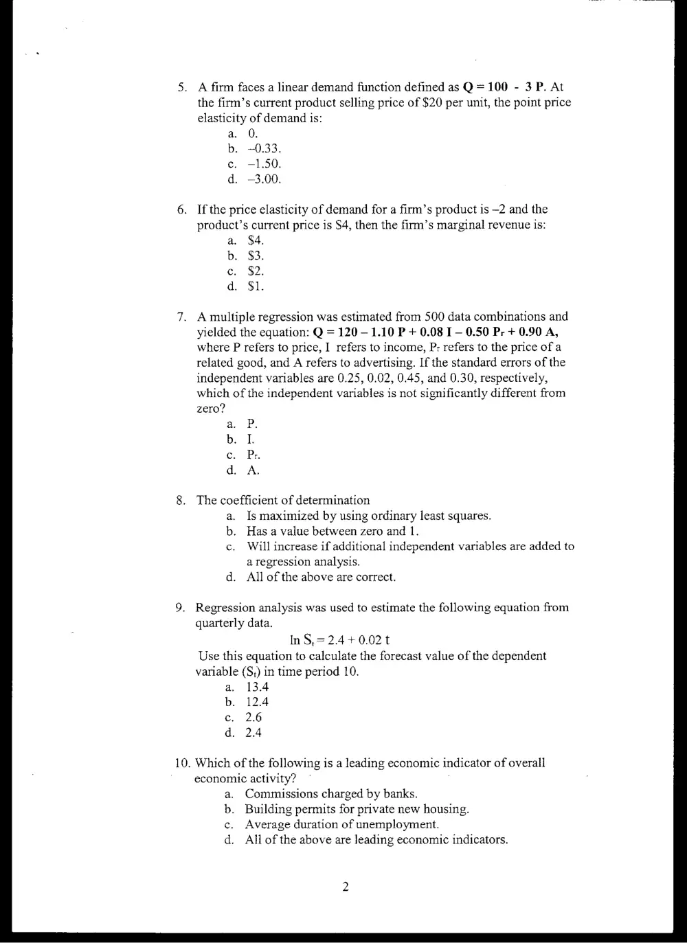 BUSS 230 Midterm, Fall 2006, page 2