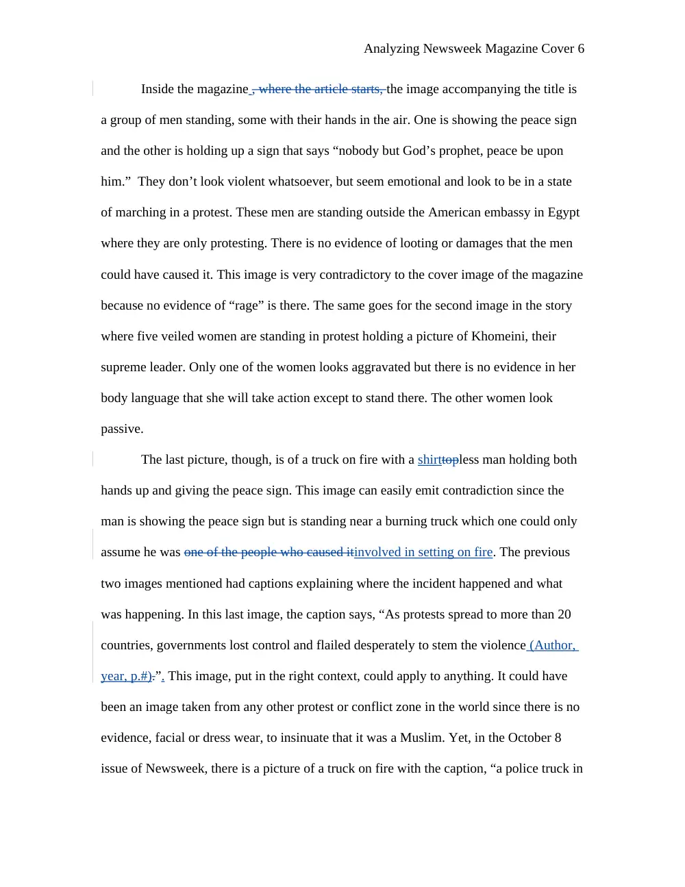 MCOM 207 Essay 1 Question and Answer + Instructor Comments, Fall 2012, page 6