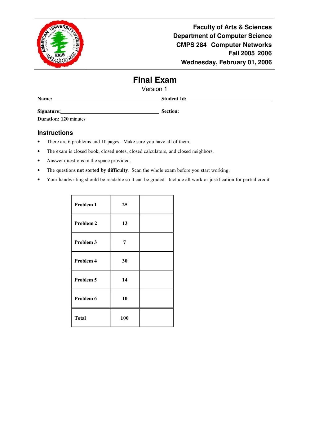 CMPS 284 Final, Fall 2005, page 1