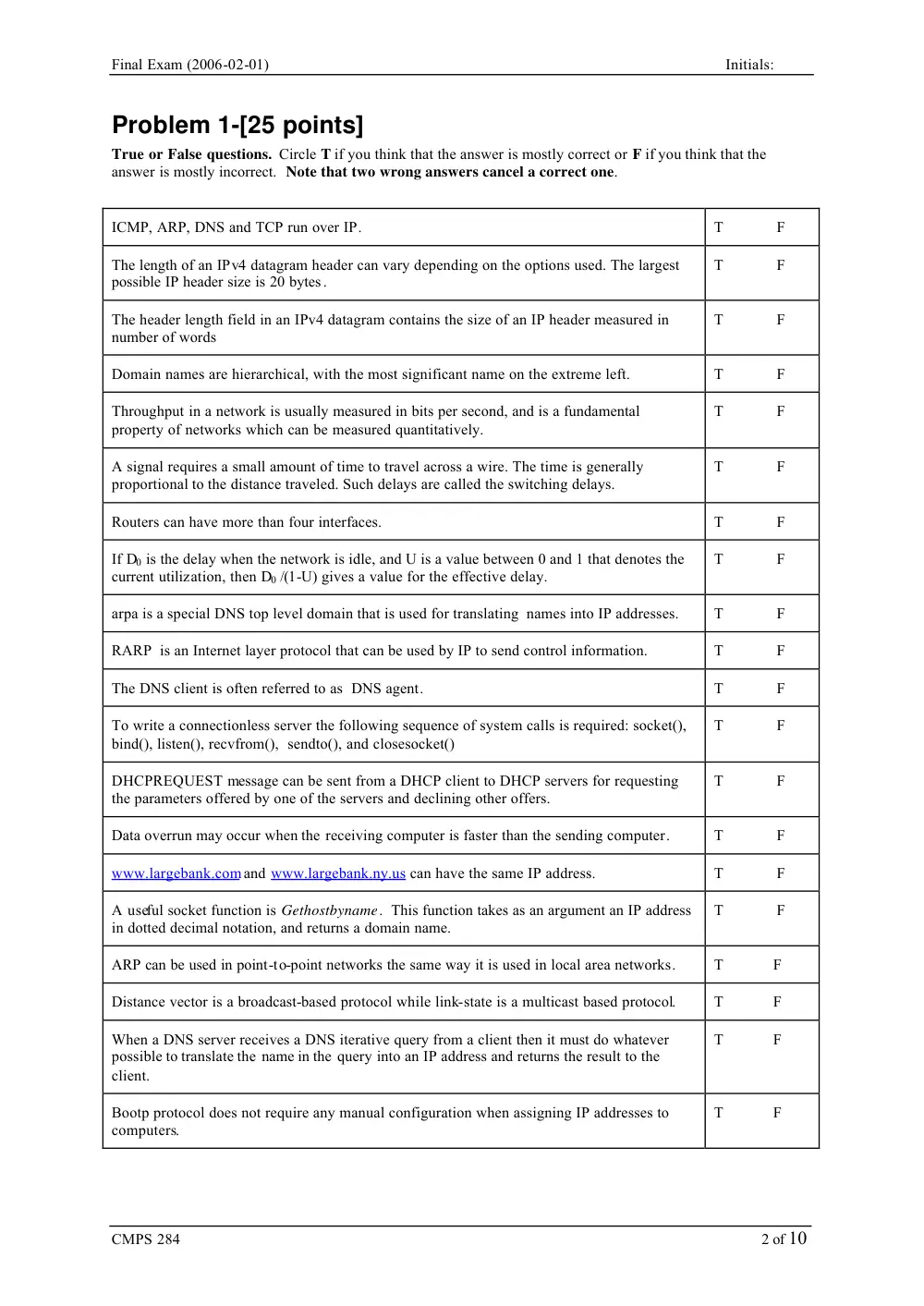CMPS 284 Final, Fall 2005, page 2