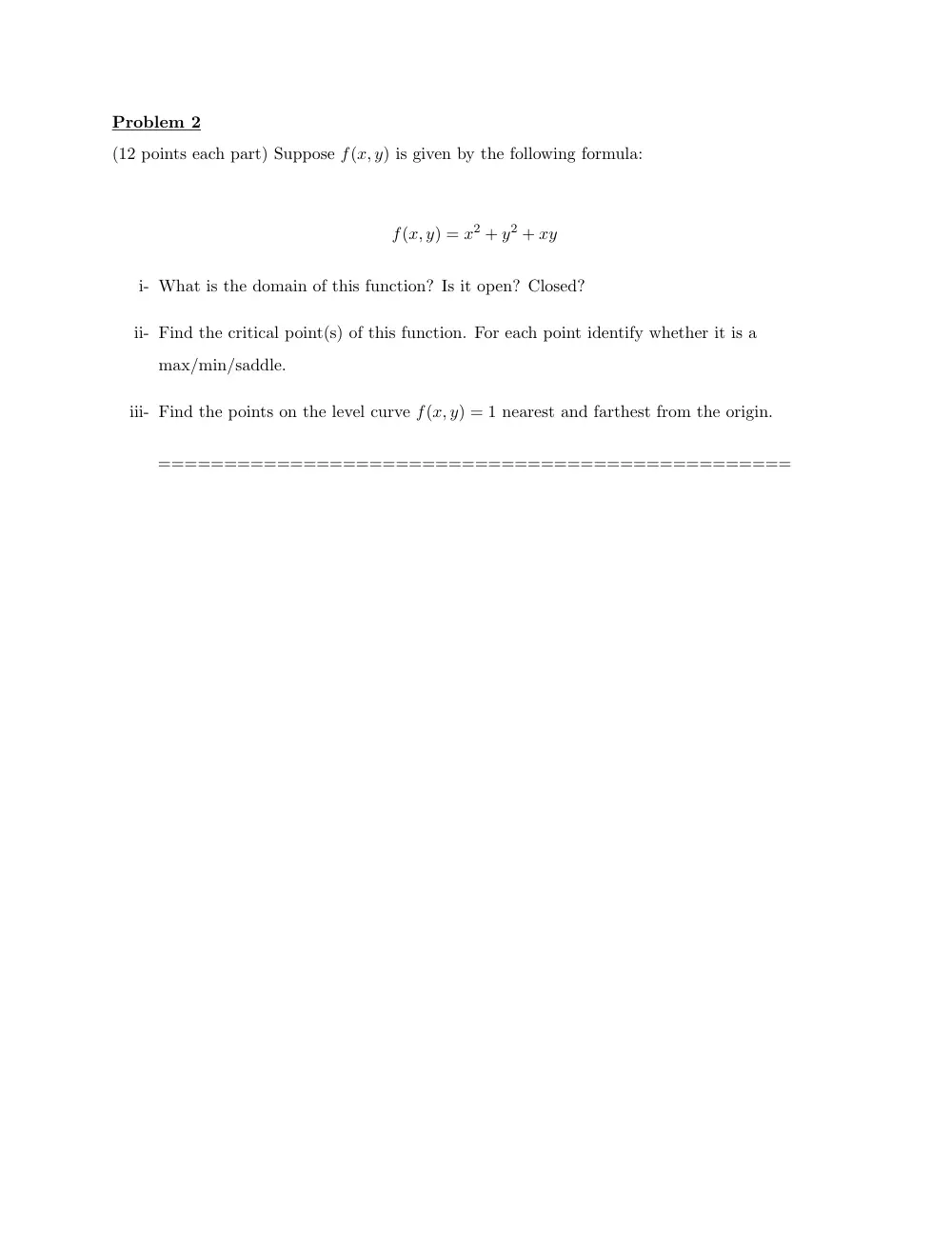 MATH 201 Exam 2, Spring 2017, page 3