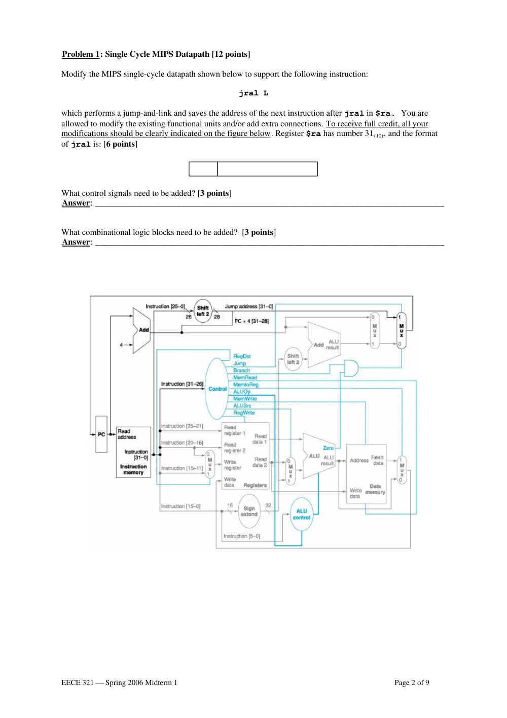 EECE 321 Midterm, Spring 2006, page 2