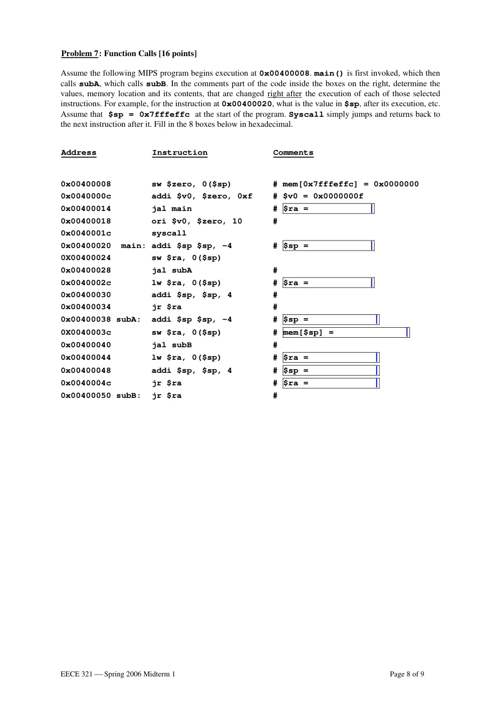 EECE 321 Midterm, Spring 2006, page 8