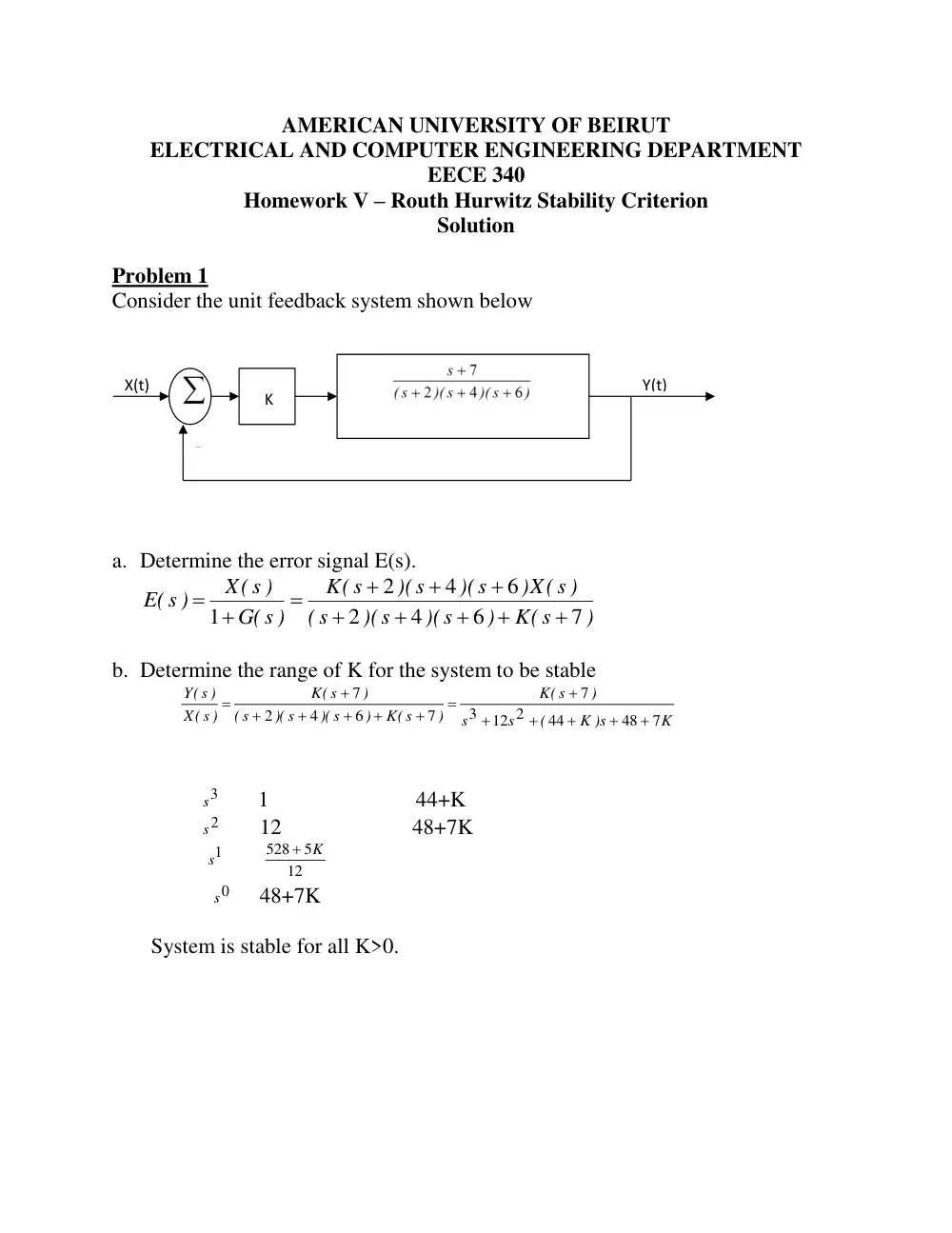 EECE 340 Homework 5 Solution, Spring 2016, page 1