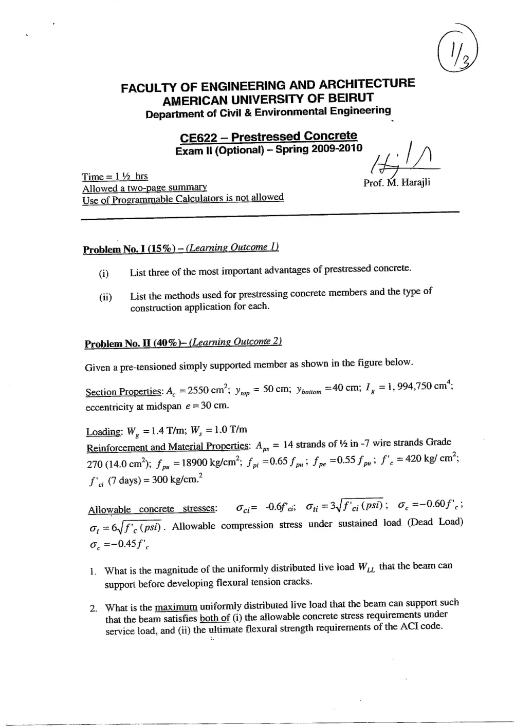 CIVE 622 Final, Spring 2010, page 1