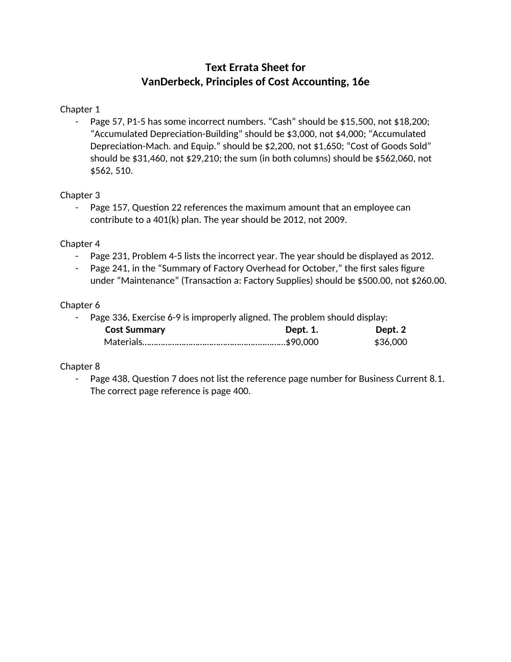 ACCT 222 Other Book Errors, Fall 2014, page 1