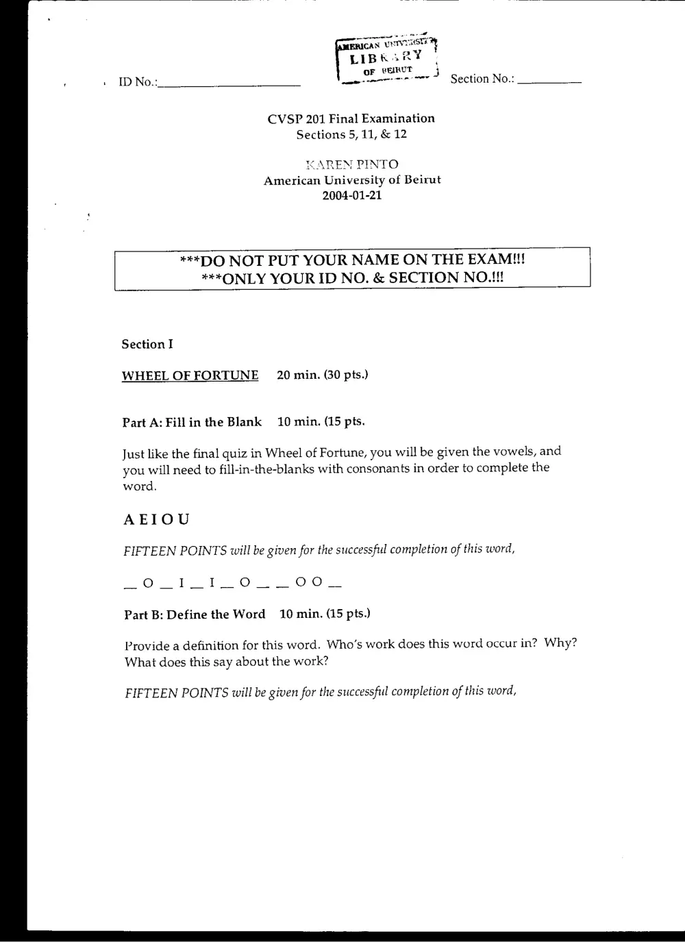 CVSP 201 Final, Fall 2003, page 1