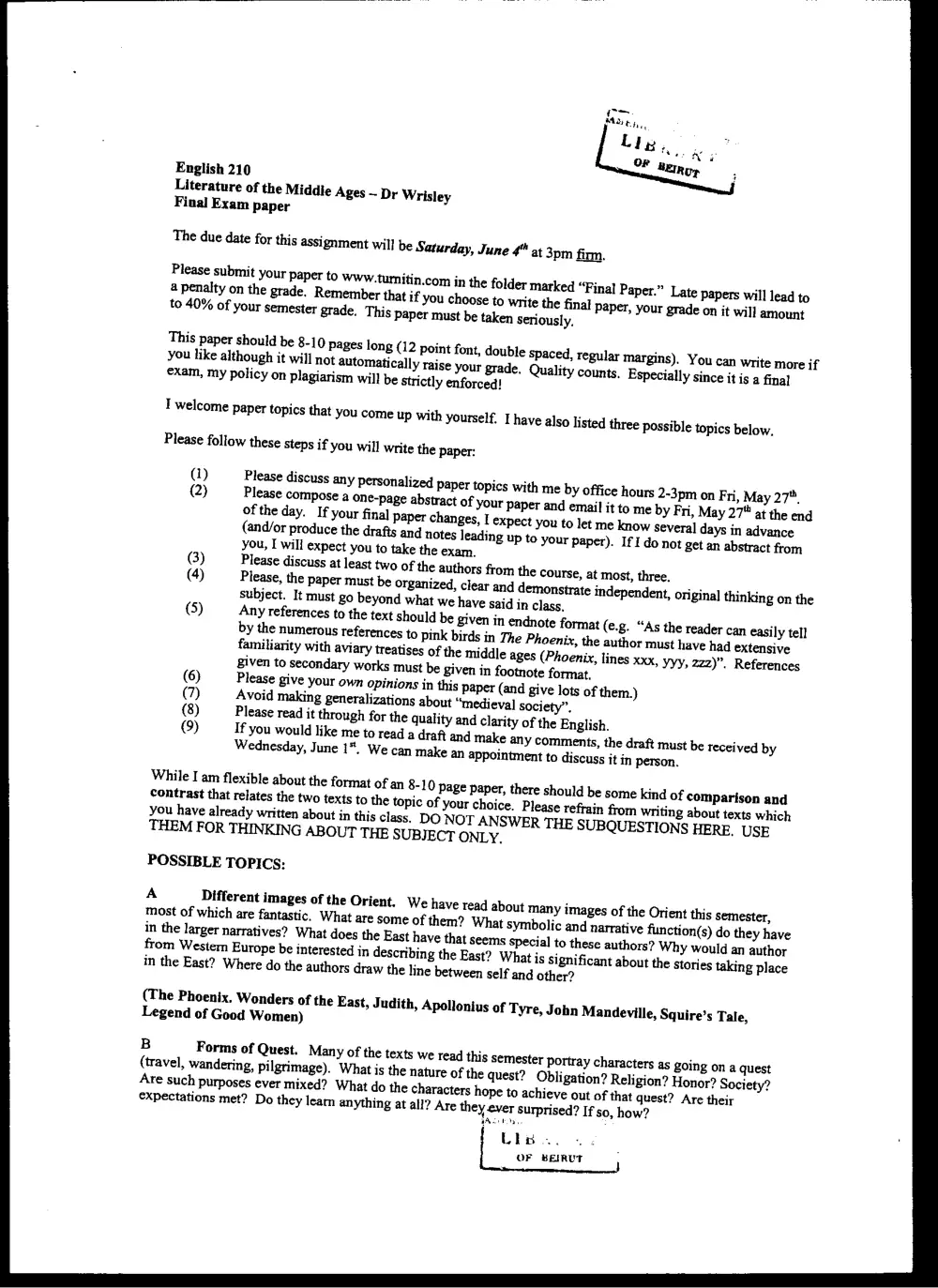ENG 210 Final, Spring 2008, page 1