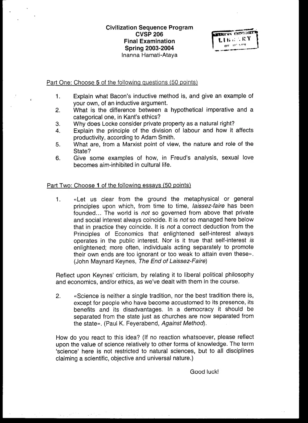 CVSP 206 Final, Spring 2004, page 1