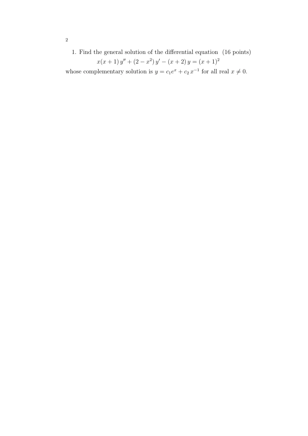 MATH 202 Exam 2, Spring 2008, page 2
