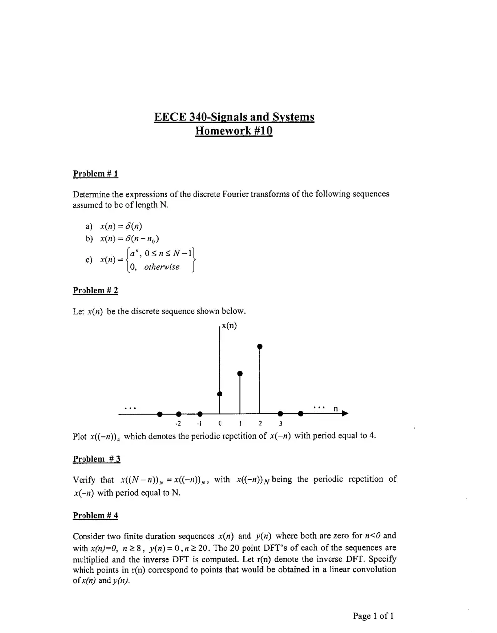 EECE 340 Homework, Spring 2008, page 1