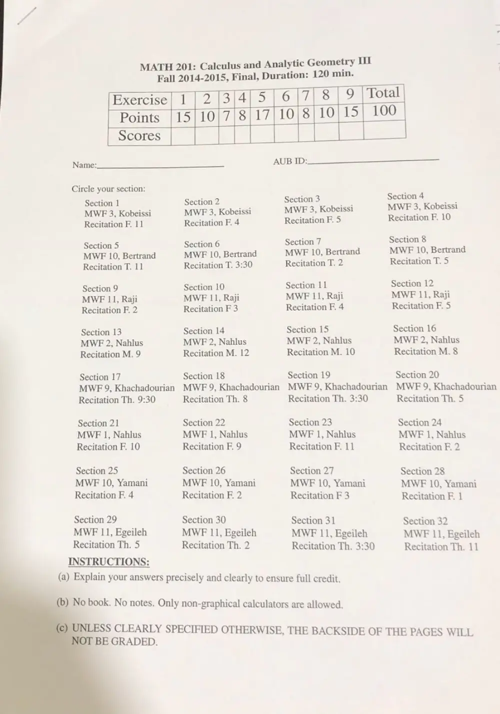 MATH 201 Final, Fall 2014, page 1