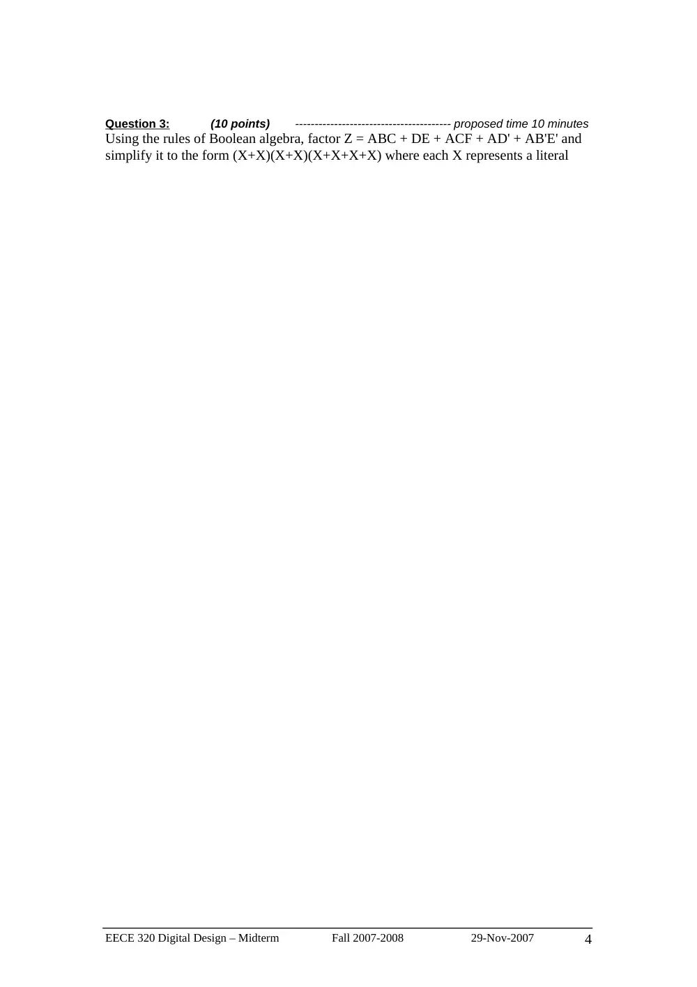 EECE 320 Midterm, Fall 2007, page 4