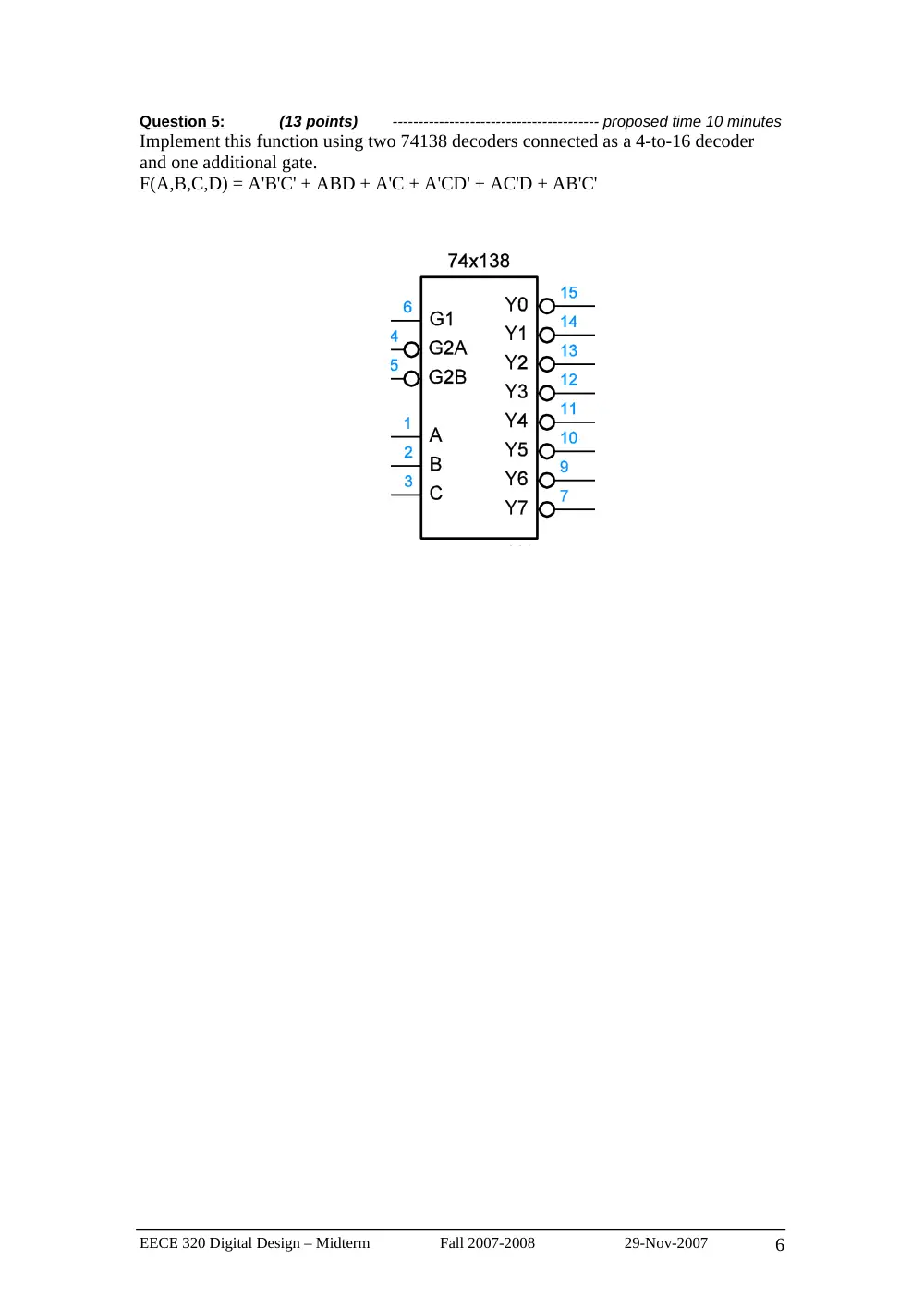 EECE 320 Midterm, Fall 2007, page 6
