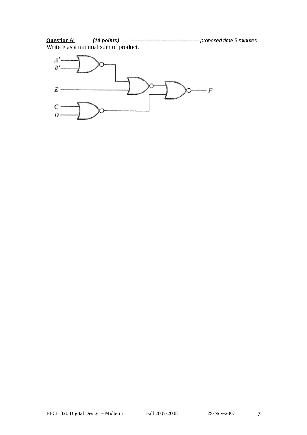 EECE 320 Midterm, Fall 2007, page 7