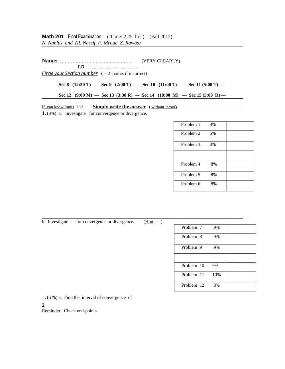MATH 201 Final, Fall 2012, page 1