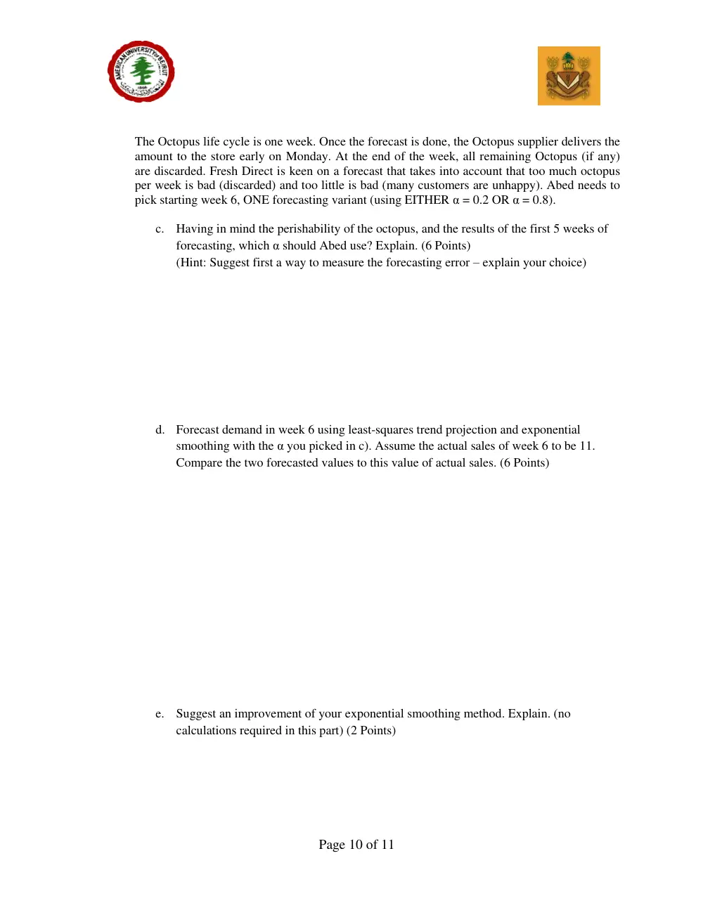 DCSN 200 Midterm, Fall 2009, page 10