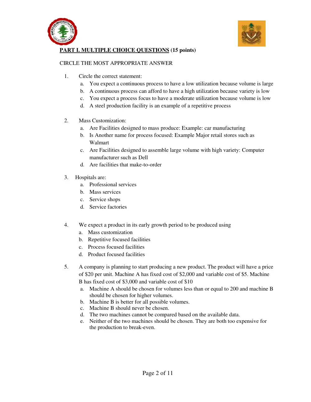 DCSN 200 Midterm, Fall 2009, page 2