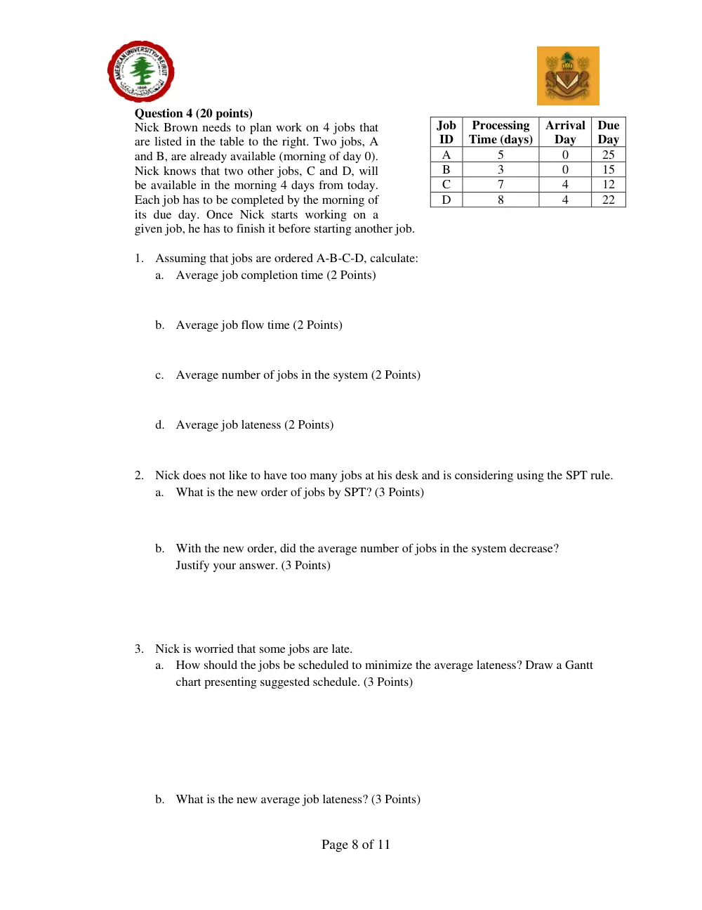 DCSN 200 Midterm, Fall 2009, page 8