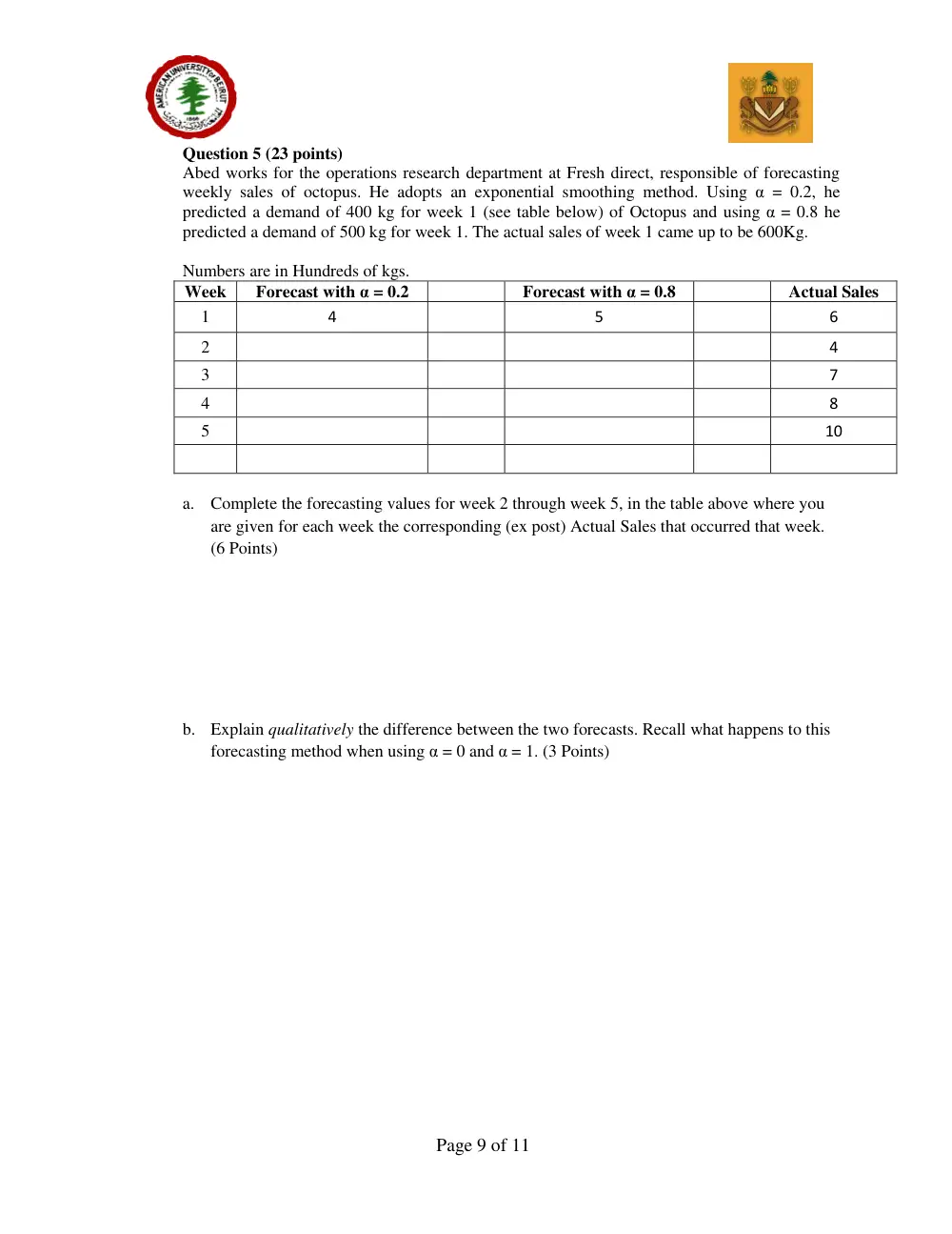 DCSN 200 Midterm, Fall 2009, page 9