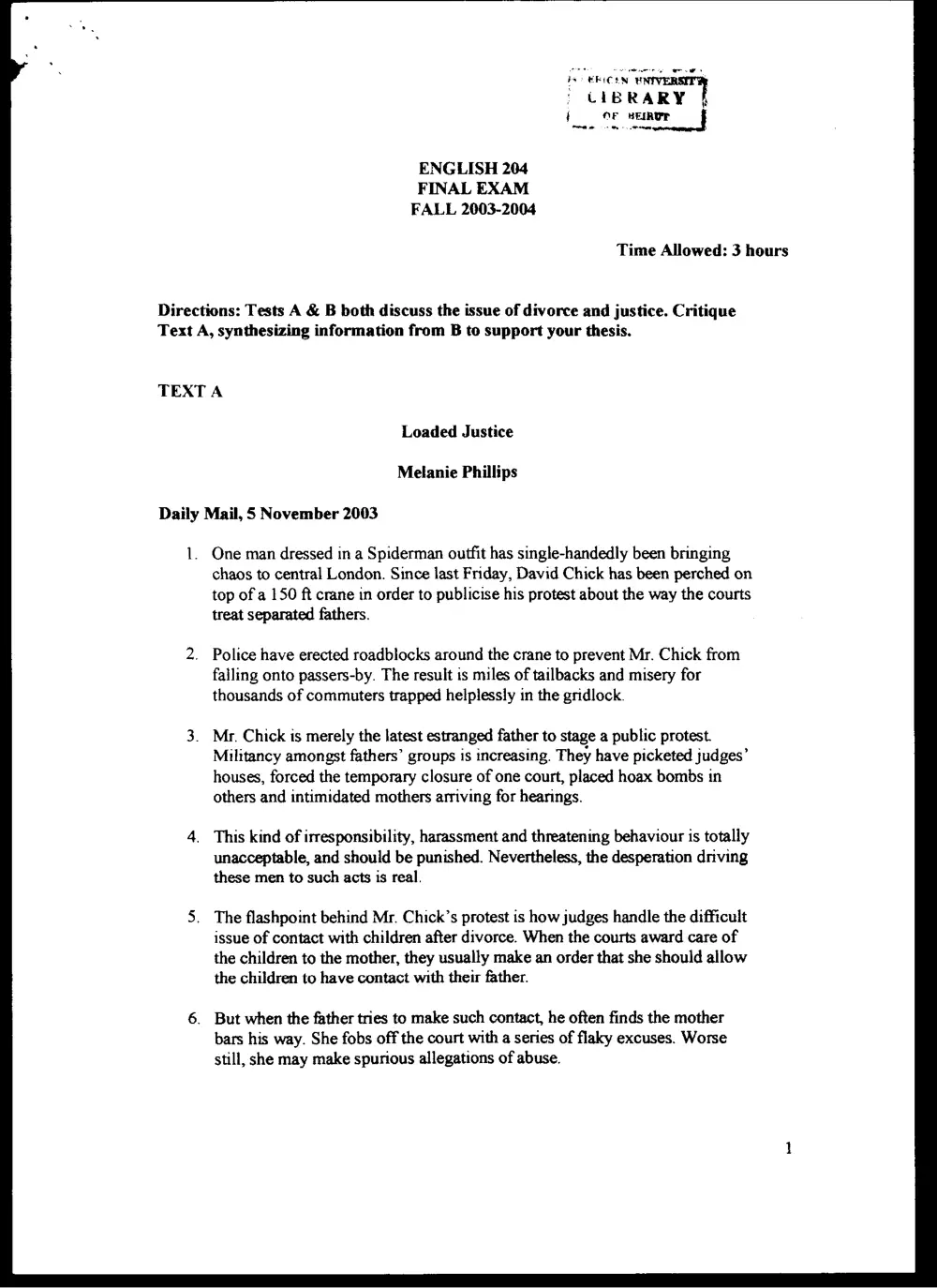 ENG 204 Final, Fall 2003, page 1