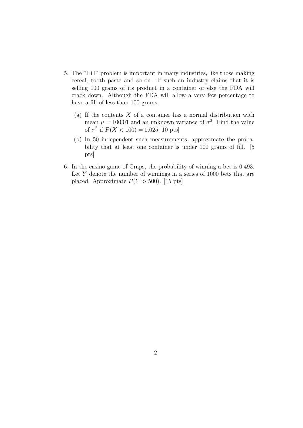 STAT 230 Final, Fall 2007, page 2