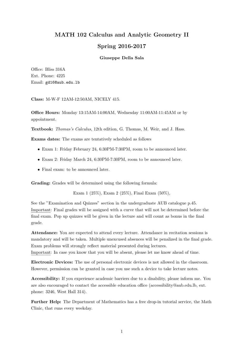 MATH 102 Syllabus, Spring 2017, page 1