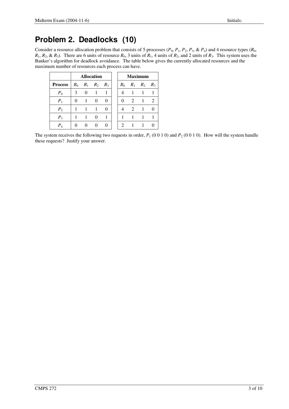 CMPS 272 Midterm, Fall 2005, page 3