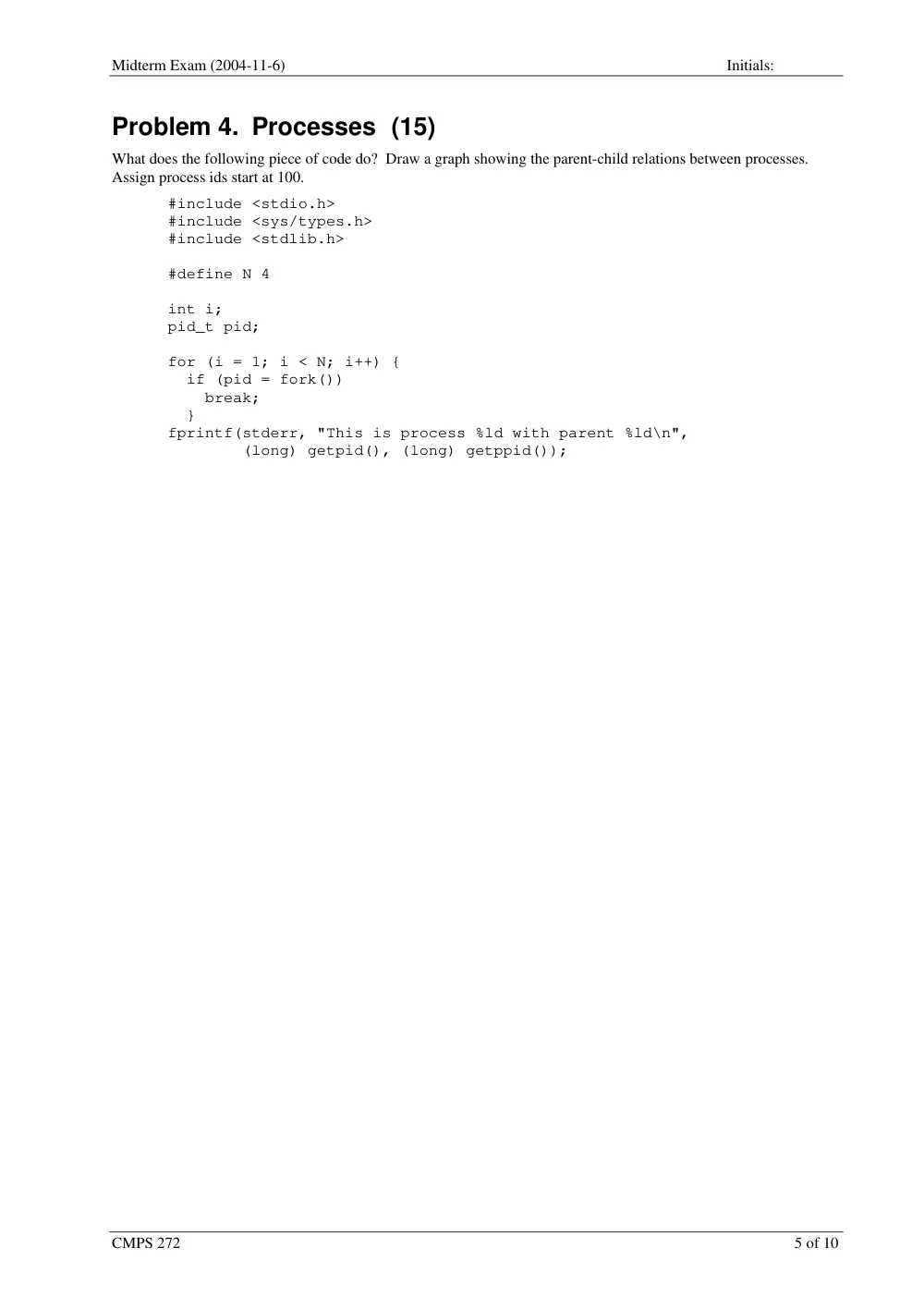 CMPS 272 Midterm, Fall 2005, page 5