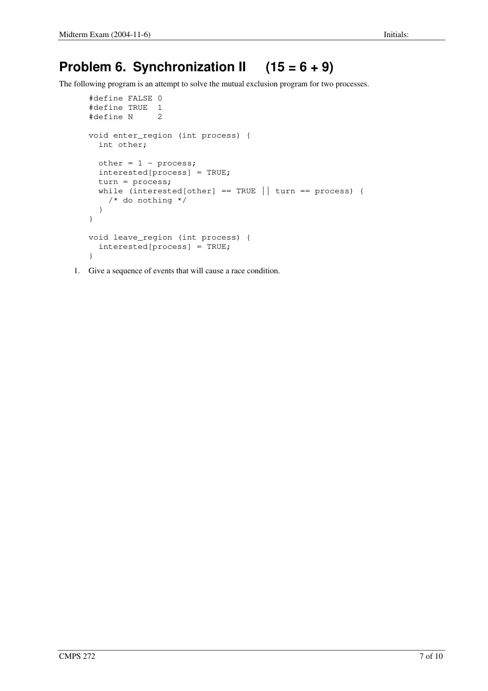 CMPS 272 Midterm, Fall 2005, page 7