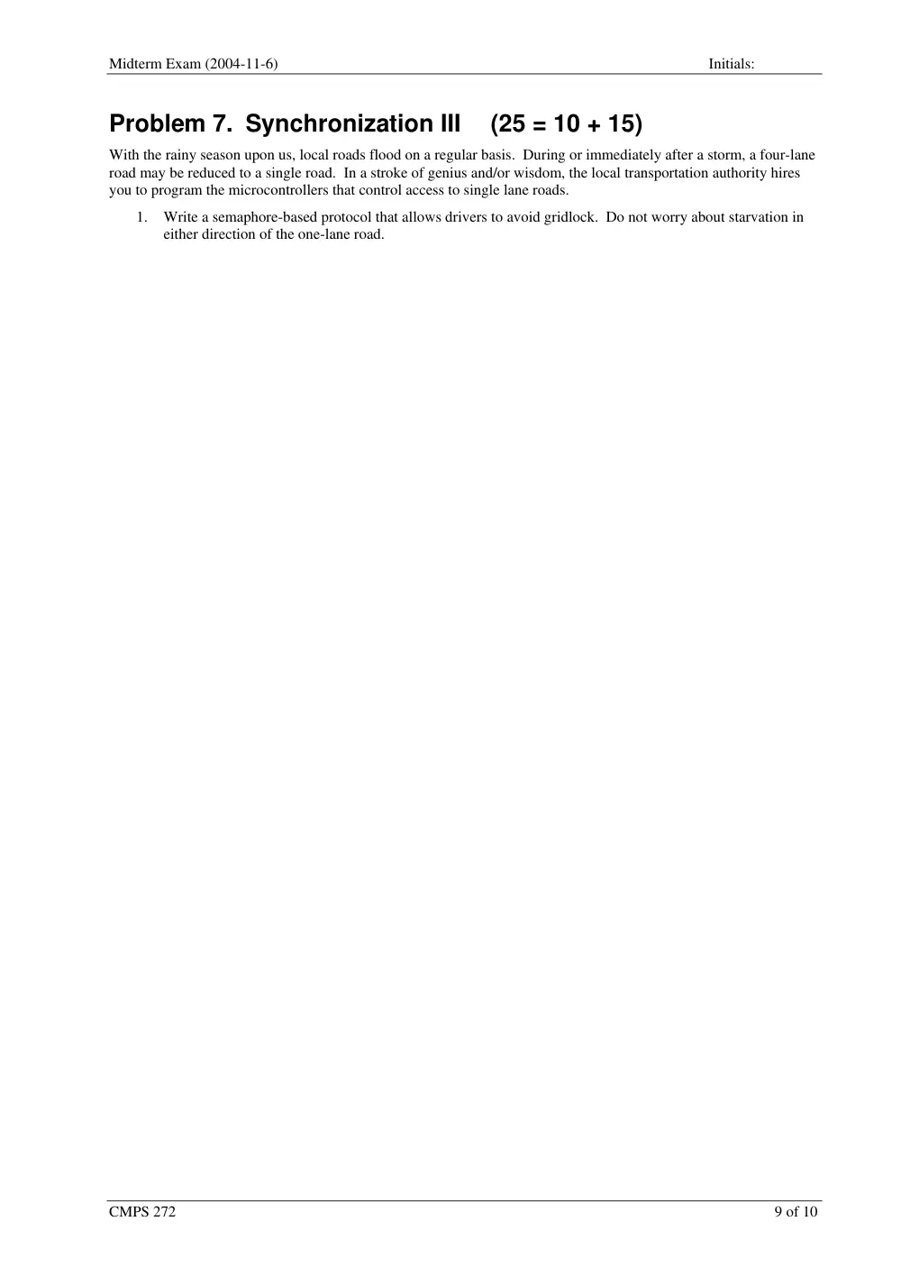 CMPS 272 Midterm, Fall 2005, page 9