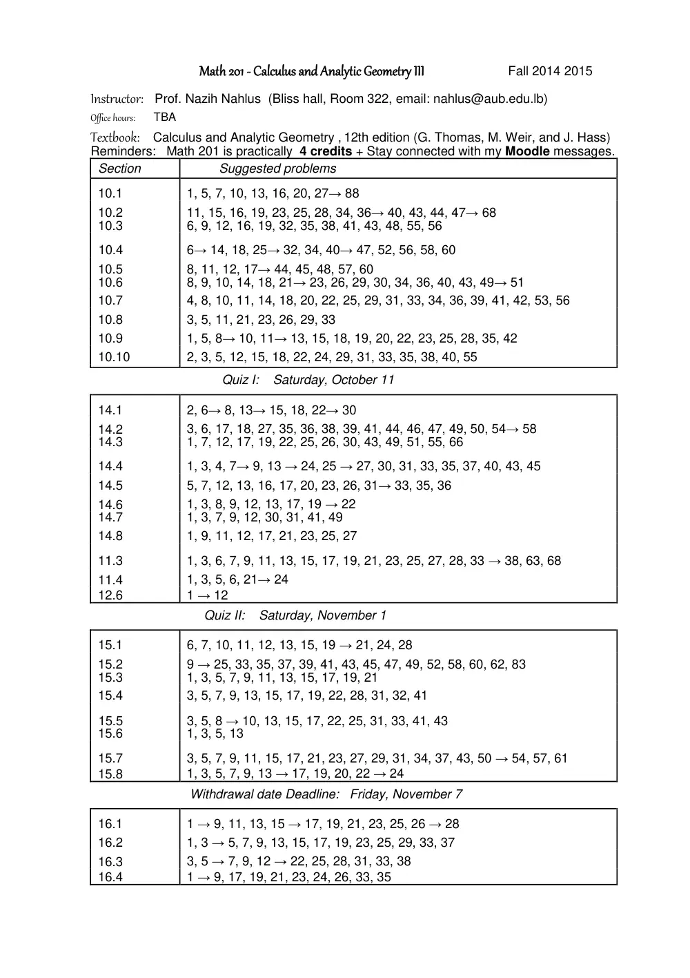 MATH 201 Syllabus, Fall 2013, page 1