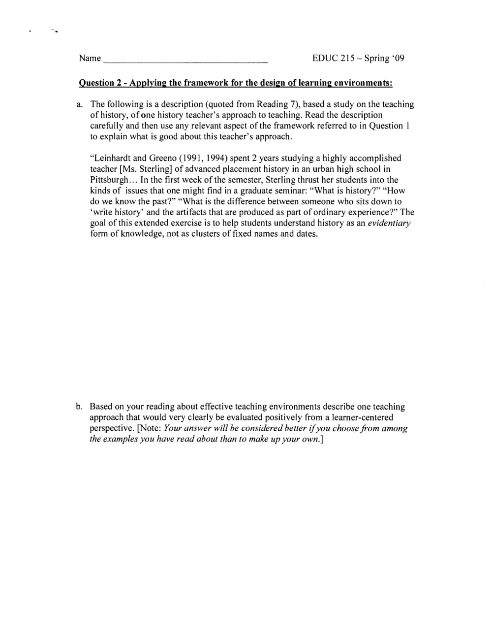 EDUC 215 Final, Spring 2009, page 2
