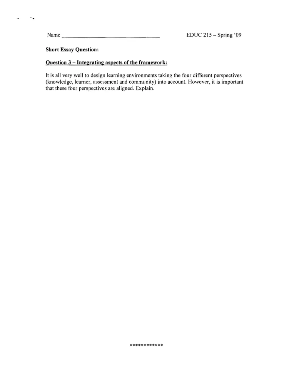 EDUC 215 Final, Spring 2009, page 3